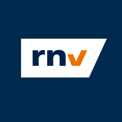 rnv-Logo auf blauem Hintergrund