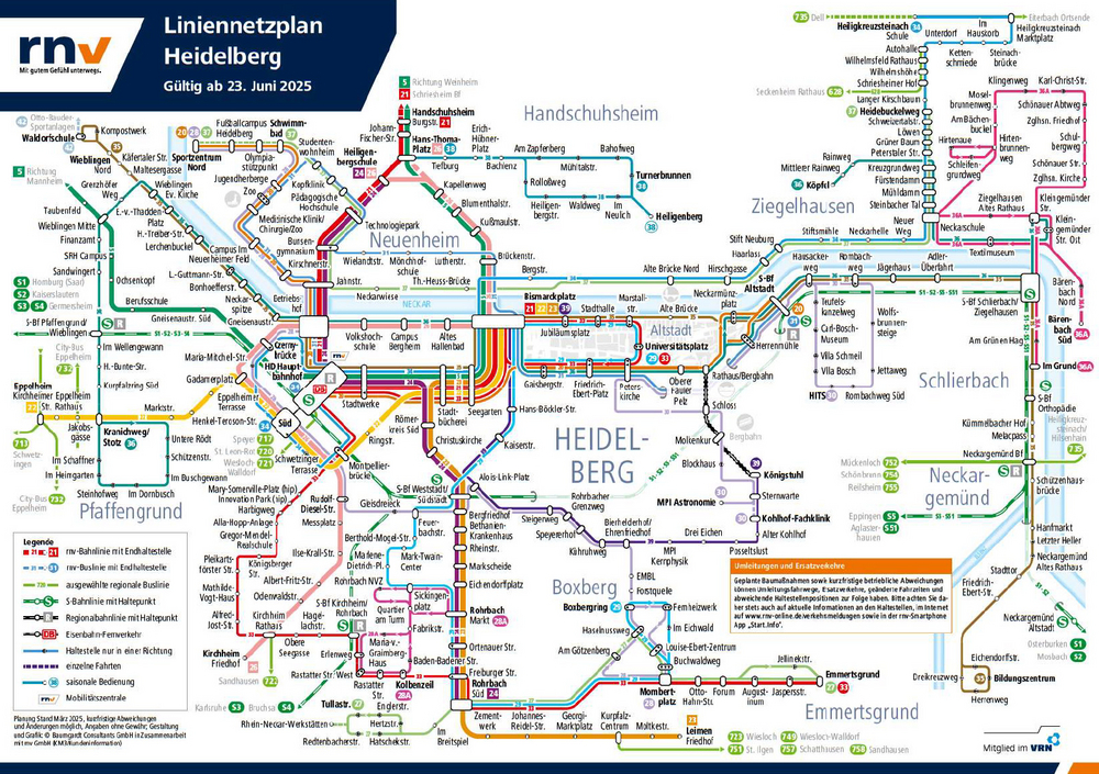 Neues Busnetz Heidelberg ab 7. April 2024 - Liniennetzplan