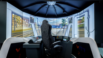 Fahrsimulator "Fahrsim" der rnv zur Ausbildung von Stadtbahnfahrerinnen und -fahrern.