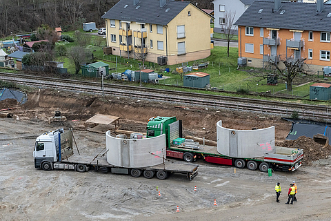 Die Baustelle für den Wasserstoff-Busbetriebshof Heidelberg im Januar 2023