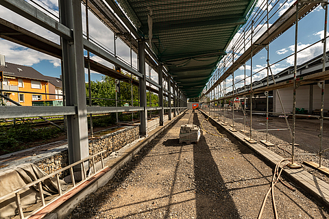 Impression von der Baustelle zum rnv Wasserstoff-Busbetriebshof in Heidelberg-Wieblingen im August 2023.