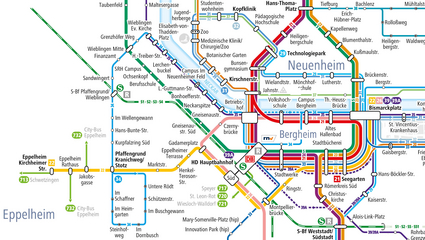Liniennetzplan der rnv in Heidelberg