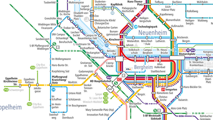 Liniennetzplan der rnv in Heidelberg