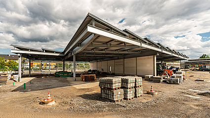 Impression von der Baustelle zum rnv Wasserstoff-Busbetriebshof in Heidelberg-Wieblingen im August 2023.