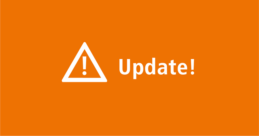 orangefarbene Grafik "Update"