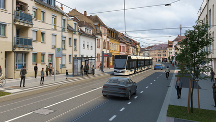 Visualisierung der barrierefreien Haltestelle Biethsstraße nach der Neugestaltung