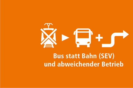 orangefarbene Grafik "Bus statt Bahn (SEV) und abweichender Betrieb"