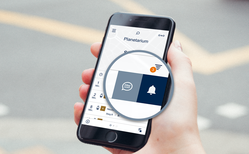 Im Abfahrtsmonitor per Wisch nach links den rnv-Scout starten, um Verspätungen, Verschmutzungen oder ähnliches zu melden. 
